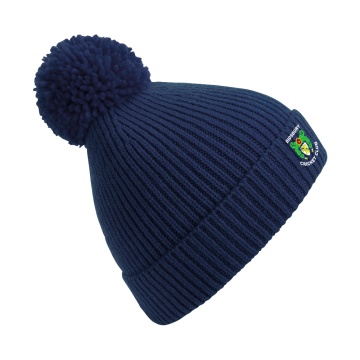 Didsbury Cricket Club - Engineered Knit Ribbed Pom Pom Beanie - Navy